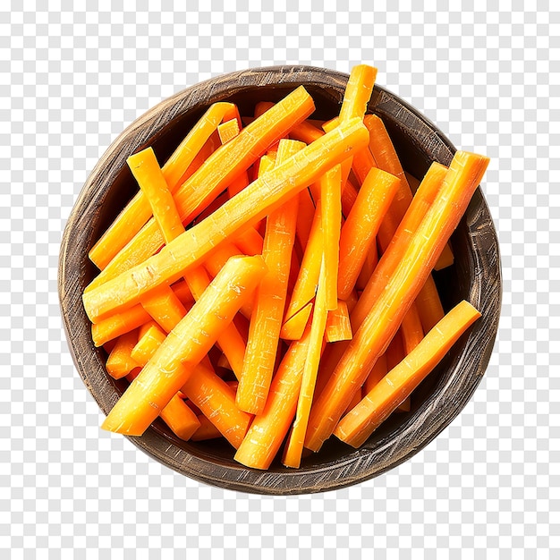 Fresh carrots in a basket isolated on transparent background