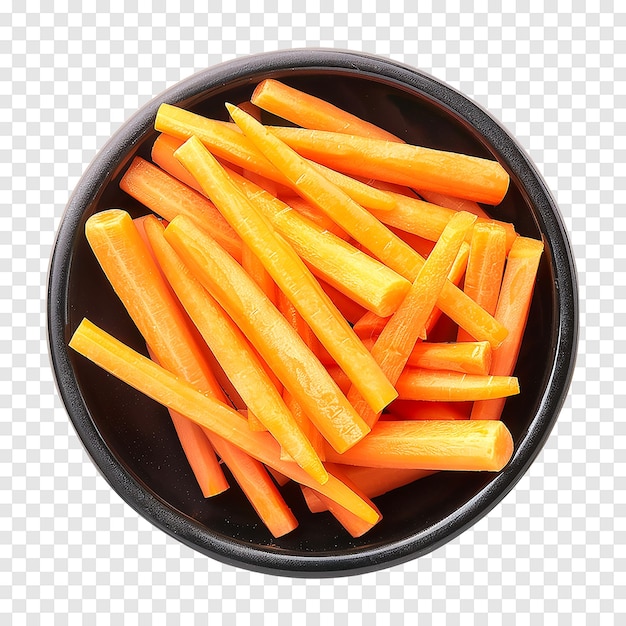 Fresh carrots in a bowl isolated on transparent background