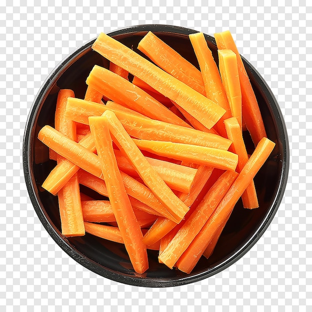 Fresh carrots in a bowl isolated on transparent background