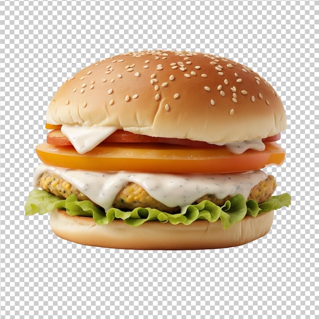 Fresh cheese beef and chicken burger on isolated PSD