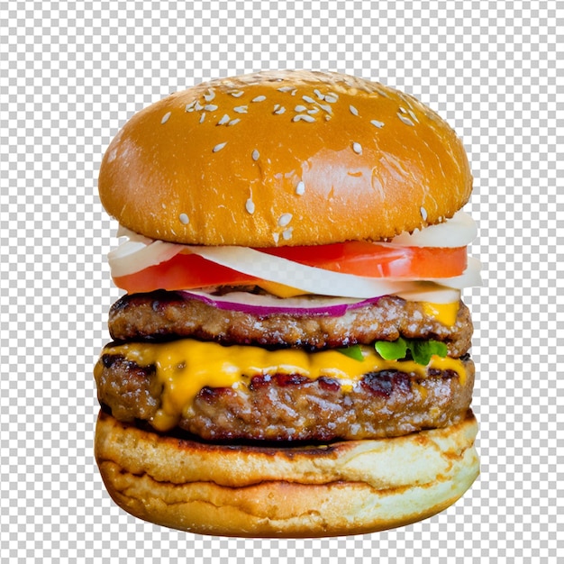 Fresh cheese beef and chicken burger on isolated PSD