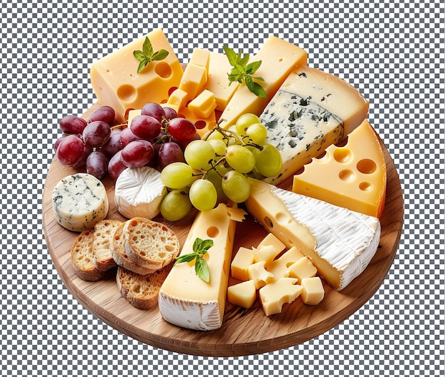 PSD fresh cheese platter isolated on transparent background