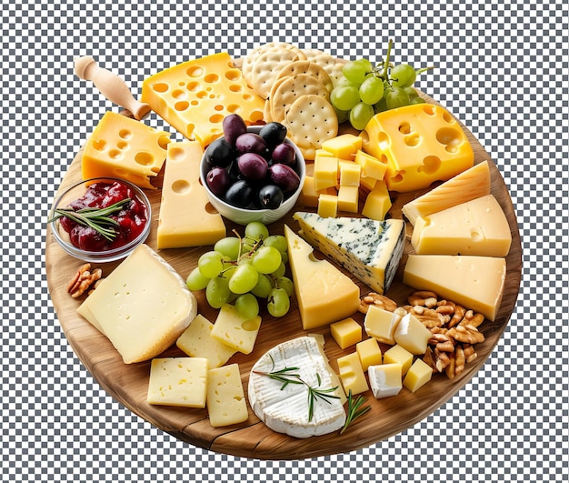 PSD fresh cheese platter isolated on transparent background