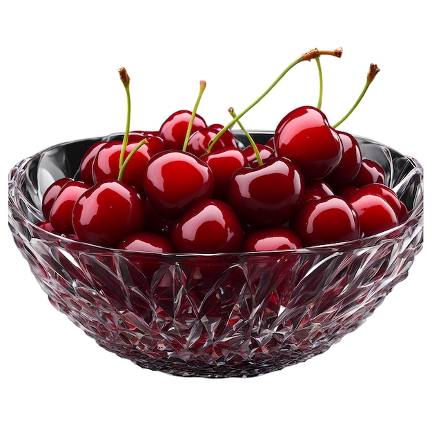 PSD fresh cherry 4k hd isolated on white transparent background