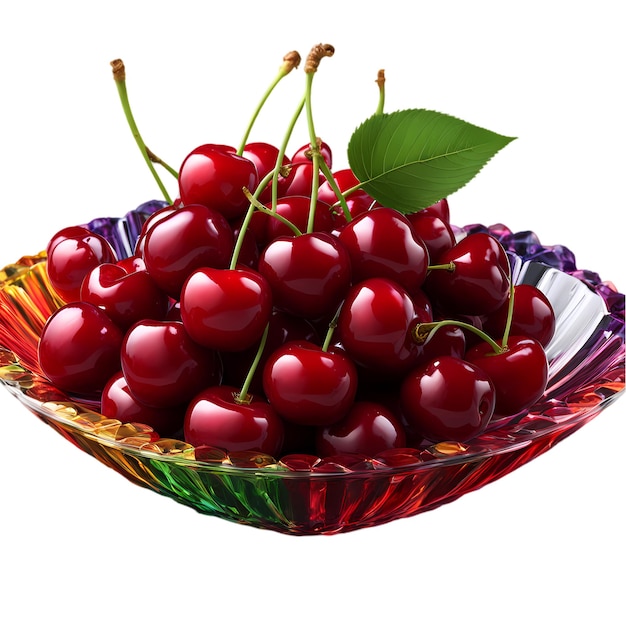 PSD fresh cherry 4k hd isolated on white transparent background