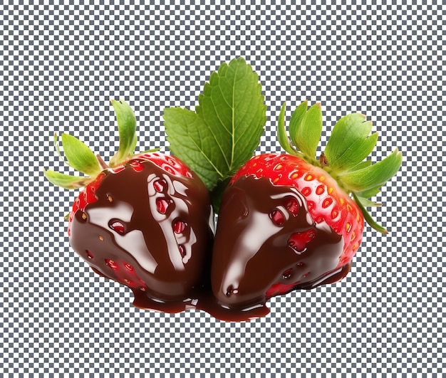 Fresh Chocolate Covered Strawberries isolated on transparent background