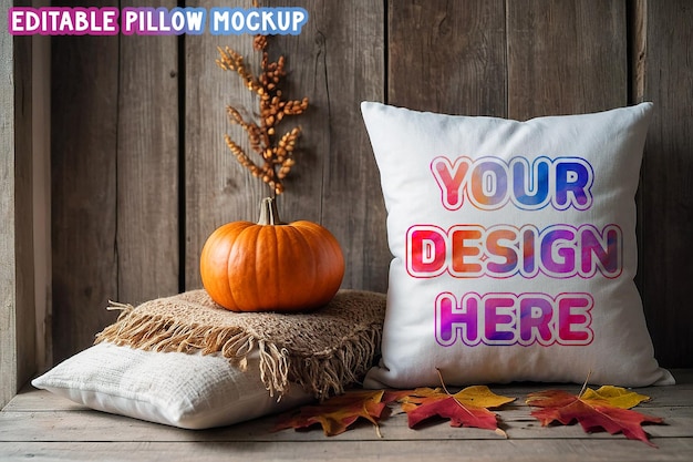 PSD fresh clean fall season pillow mockup editable halloween pillow psd mock up files graphic resource