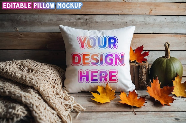 PSD fresh clean fall season pillow mockup editable halloween pillow psd mock up files graphic resource