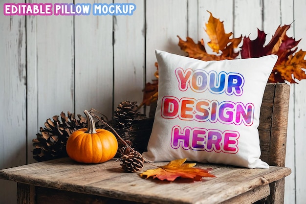 PSD fresh clean fall season pillow mockup editable halloween pillow psd mock up files graphic resource