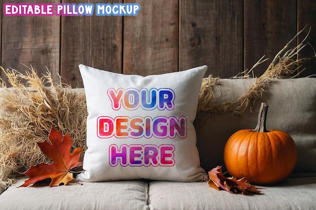 PSD fresh clean fall season pillow mockup editable halloween pillow psd mock up files graphic resource