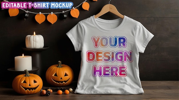 PSD fresh clean fall season tshirt mockup editable halloween tshirt psd mock up files graphic