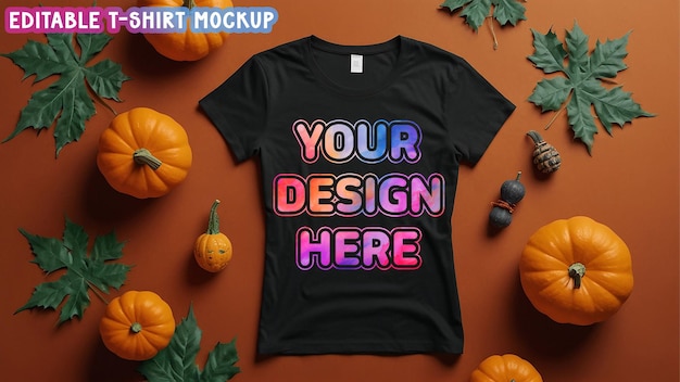 PSD fresh clean fall season tshirt mockup editable halloween tshirt psd mock up files graphic