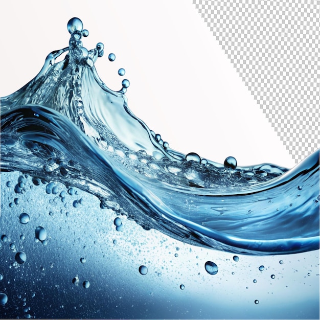 fresh clean water wave with bubbles and drops on transparent background