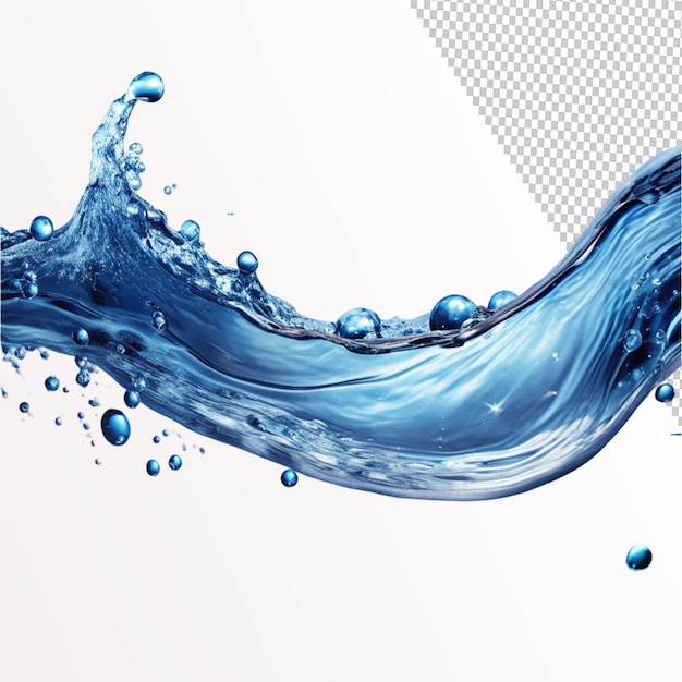 fresh clean water wave with bubbles and drops on transparent background