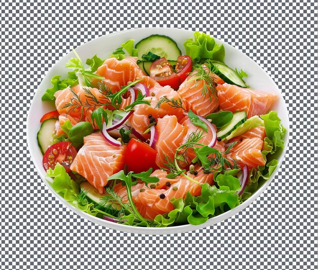 PSD fresh cold salmon salad isolated on transparent background