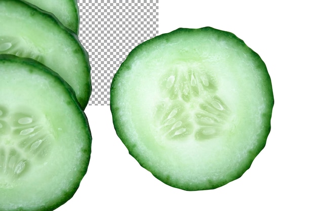 Fresh cucumber sliced On a transparent background Isolated object