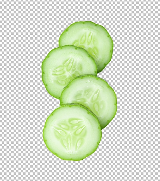 Fresh cucumber slices isolated onalpha layer