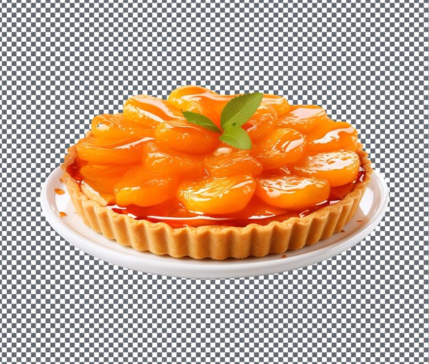 PSD fresh and delicious apricot tart isolated on transparent background