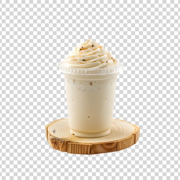 PSD fresh delicious milkshake with whipped cream on a transparent background