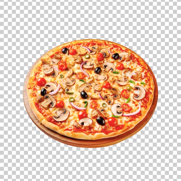 Fresh delicious a pizza with mushrooms on a transparent background