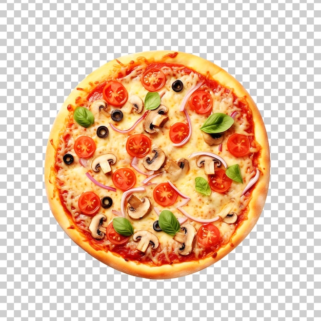 Fresh delicious a pizza with mushrooms on a transparent background