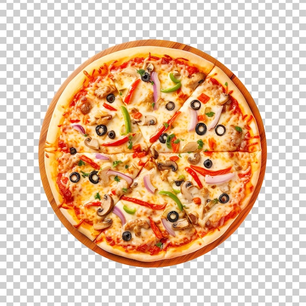 Fresh delicious a pizza with mushrooms on a transparent background