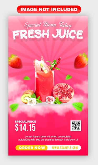 Fresh drink and juice social media promotion story and banner template