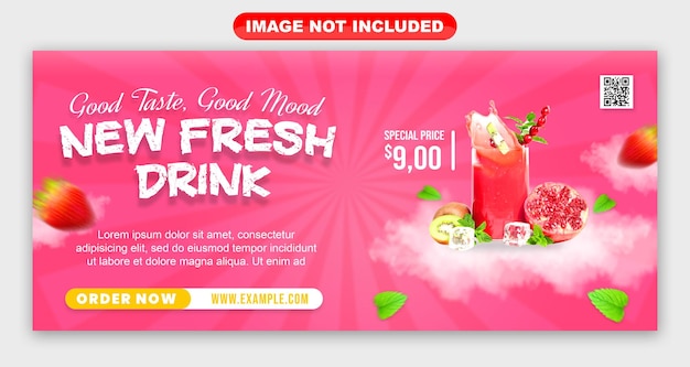 fresh drink menu banner template