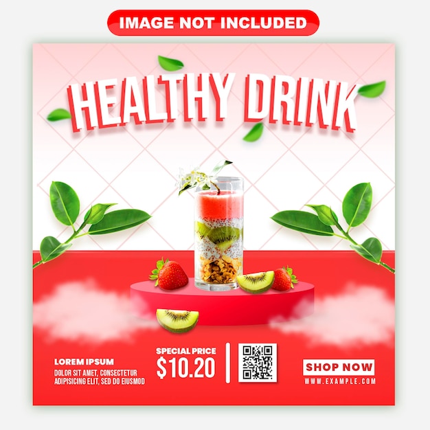 Fresh drink menu social media post template