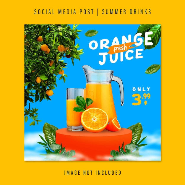 Fresh Drink Orange Juice Social Media Post Template