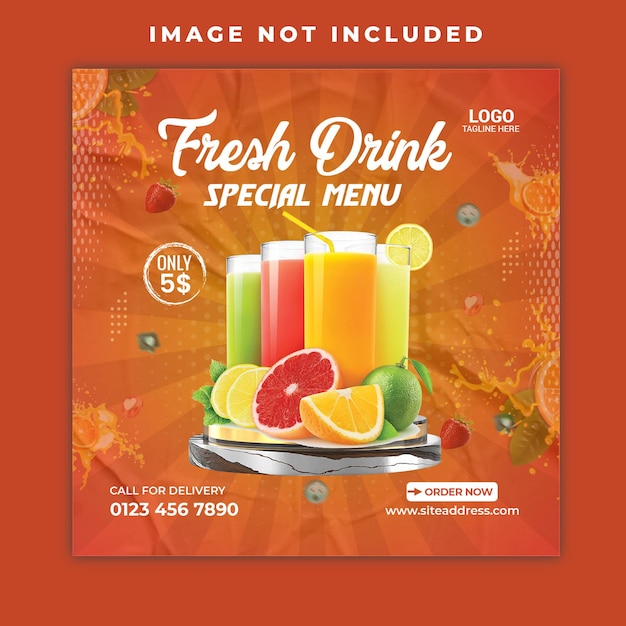 Fresh Drink Special menu social media Instagram post design