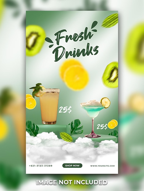 fresh drinks special menu instagram stories template