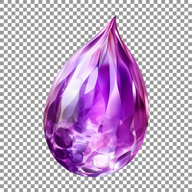 Fresh eggplant shape gemstone isolated on a transparent background