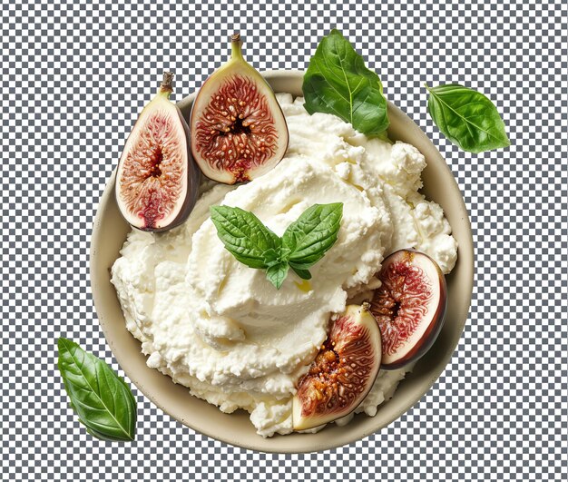 PSD fresh figs and ricotta isolated on transparent background