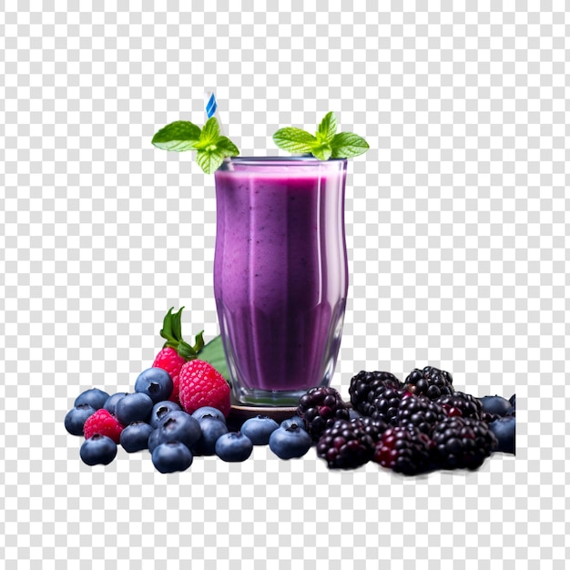 Fresh fruit and berry juices smoothies on a transparent background