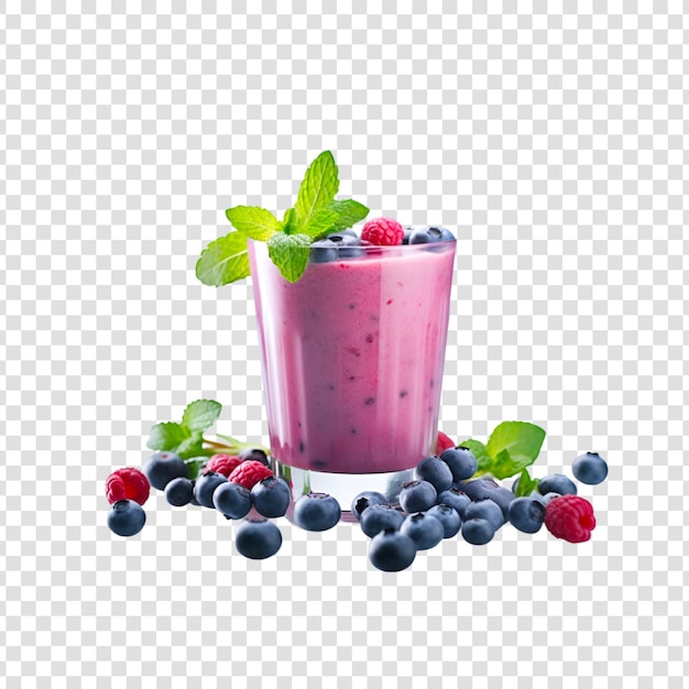 Fresh fruit and berry juices smoothies on a transparent background