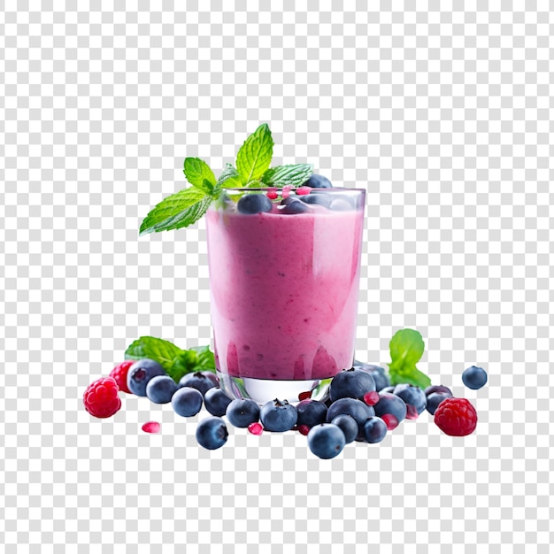 Fresh fruit and berry juices smoothies on a transparent background