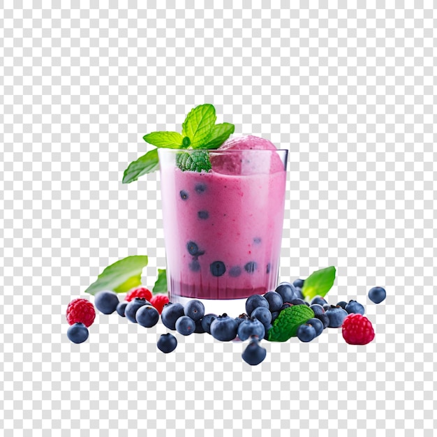 Fresh fruit and berry juices smoothies on a transparent background