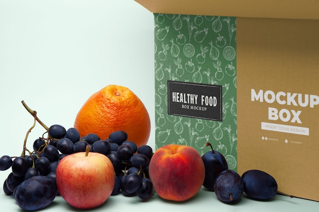 PSD fresh fruit box container mock-up design