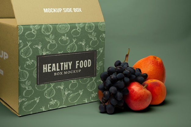 PSD fresh fruit box container mock-up design