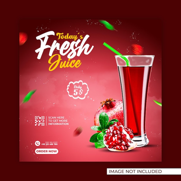 Fresh fruit juice drink social media post banner