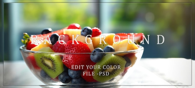 Fresh Fruit Salad in a Glass Bowl