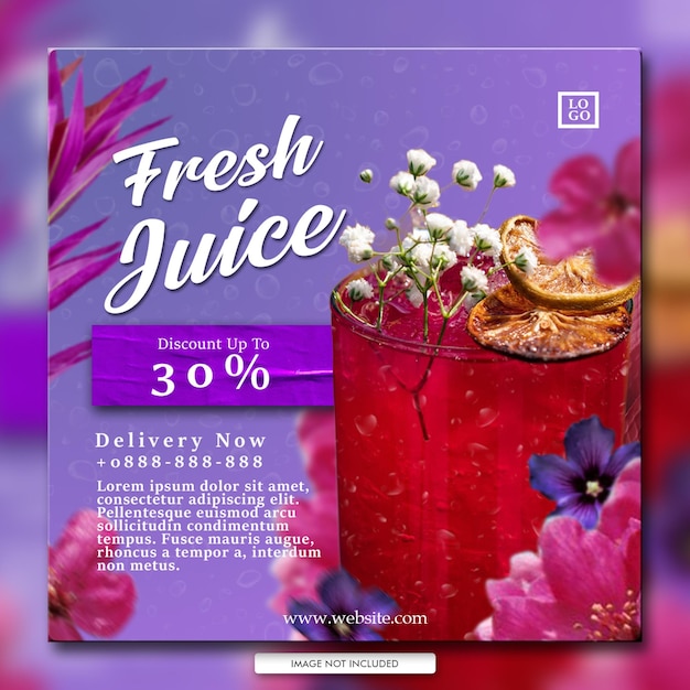 fresh fruits juice social media design banner template