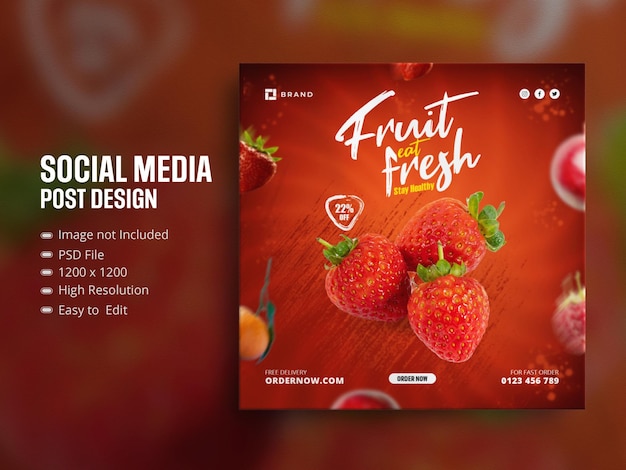 Fresh fruits and vegetables seasonal instagram posts template