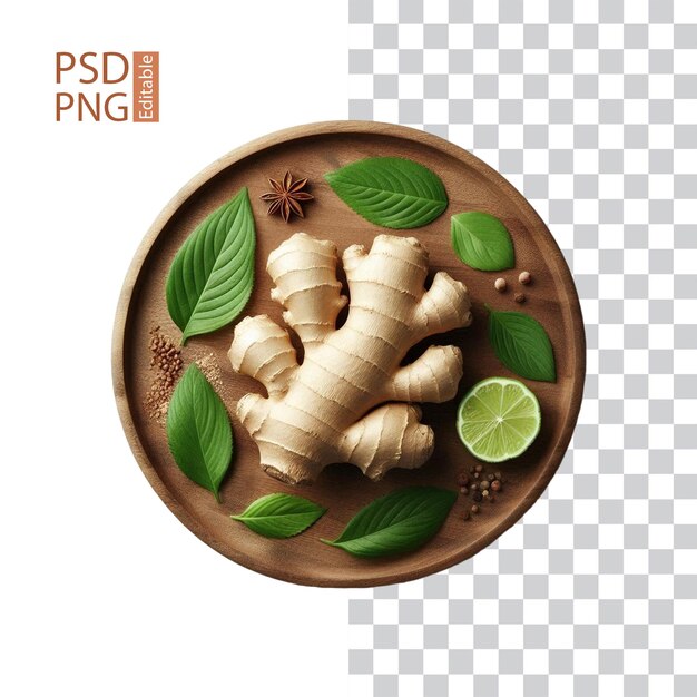 PSD fresh ginger root transparent on white background png file download