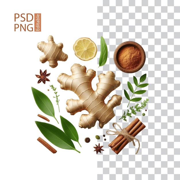 Fresh Ginger Root Transparent on White Background PNG File Download