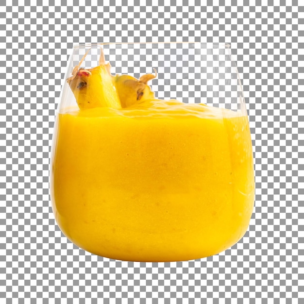 Fresh glass of starfruit smoothie on transparent background