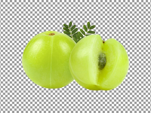 Fresh gooseberry with slices on transparent background