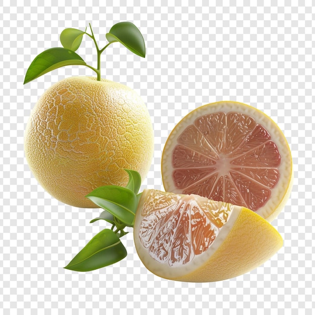 Fresh Grapefruit with Leaves