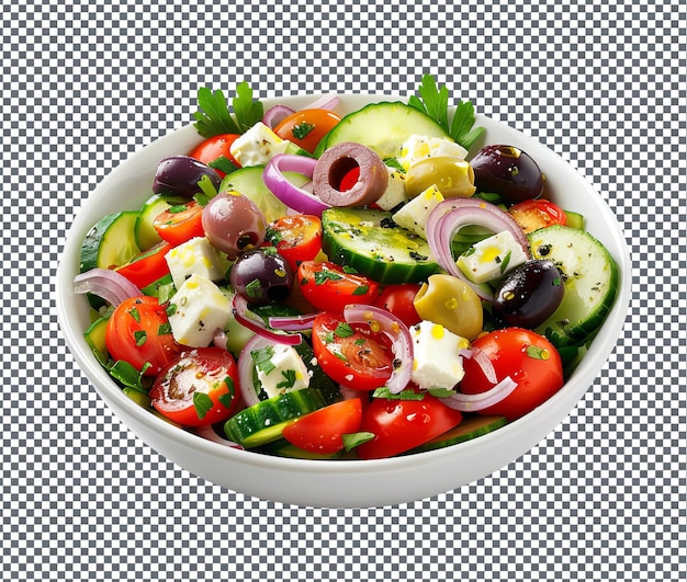 PSD fresh greekm salad cucumbers tomatoes isolated on transparent background